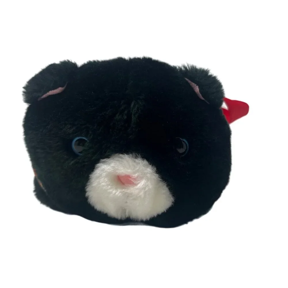 Cat Purse Girl Black & White Cat Stuffed Plush Red Plaid‎ 12” Length - Small